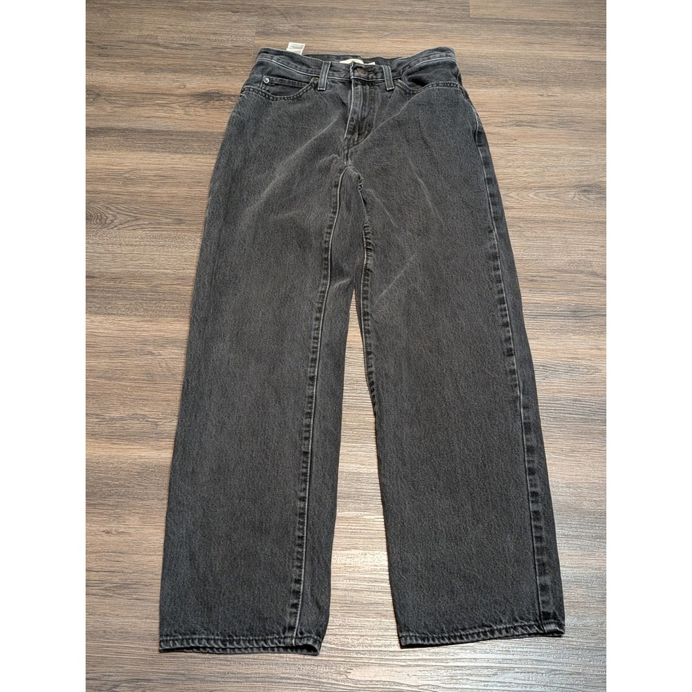 Levis 94 Baggy Jeans Womens 28 Washed Black Gray Wide Leg High Rise Denim